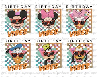 Disney Mickey and Friends Birthday Vibes Bundle Png, Mickey Birthday Png, Mickey Mouse Png, Disney Mickey Minnie Pluto Goofy Donald Png