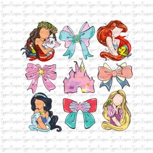 Disney Princess Cute Ribbons And Bows Png,Disney Princess Bow Png,Disney Princess Aurora Tiana Rapunzel Png,Magic Kingdom Png,Disney Bow Png