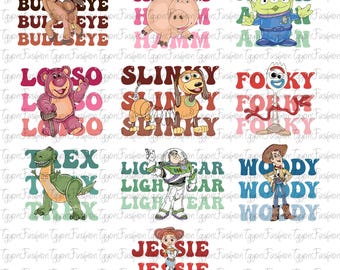 Paquete de personajes de Toy Story Png, amigos de Toy Story Png, Disney Woody Jessie Buzz Rex Png, vacaciones familiares Png, archivo digital, descarga instantánea
