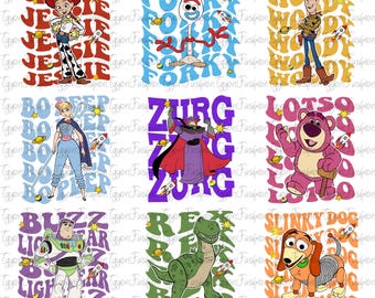 Paquete de personajes de Toy Story Png, amigos de Toy Story Png, Disney Woody Jessie Buzz Rex Png, vacaciones familiares Png, archivo digital, descarga instantánea