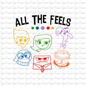 Inside Out Emotions Characters Png, Inside Out 2 Png, Today I Feel All The Feels Png, Inside Out Png,Only Png, Digital File,Instant Download