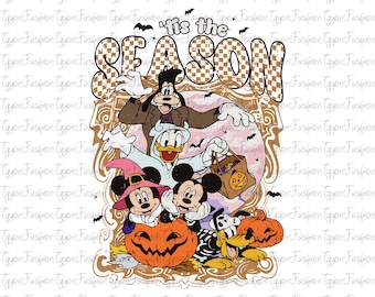 Disney Mickey and Friends Tis The Season Halloween Png, Mickey Halloween Party Png, Mickey Mouse Png, Trick Or Treat Png, Disney Pumpkin Png