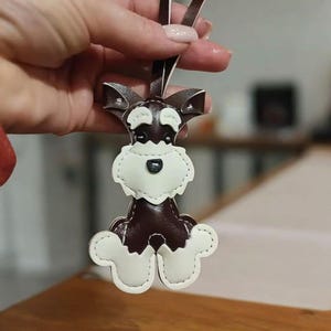 Handmade Leather Dog Themed Pendant Keychain for Handbags Charming Bag Accessory