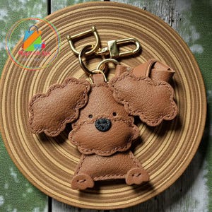 Handcrafted Leather Dog Poodle Key Chain Bag Charm Car Key Pendant Cute Gift Ornament Unique Bag Decoration