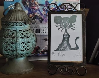 Ink Stamp Cat Portrait
