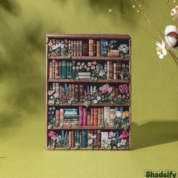 Bookshelf Flower iPad Case With Pen Slot, iPad 2025 11/10/9/8/7 Case, iPad Air 7/6/5/4 Case, iPad Pro 11"12.9"13" Case, iPad Mini 5/6/7 Case