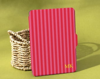 Funda con rayas rojas para Kindle Paperwhite 12.º de 7 pulgadas Funda Kobo con tapa magnética desmontable personalizada para Kindle Funda con activación automática para Kindle con correa Funda para Fire HD