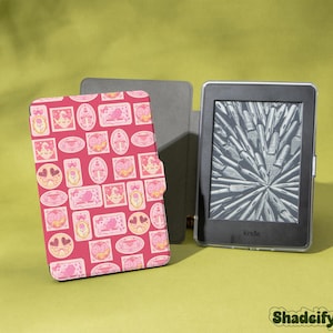 Étui Kindle Paperwhite 12e génération 7 pouces à tampons roses, étui Kobo Oasis, étui Kindle avec réveil automatique et sangle, étui Fire HD, étui Kindle 2024, cadeaux