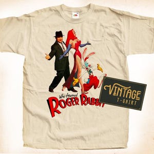 Who Framed Roger Rabbit V3 T shirt Tee Natural Vintage Cotton Movie Poster Beige All Sizes S M L XL 2X 3X 4X 5X