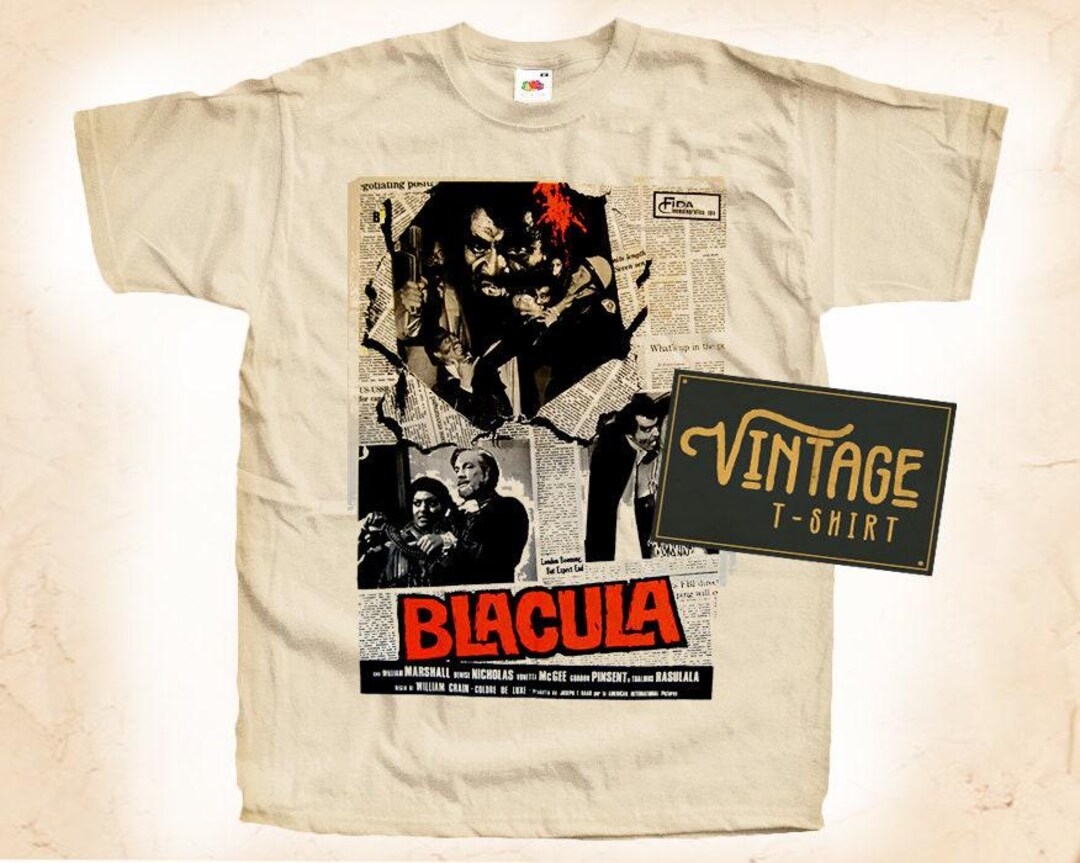 Blacula Dracula V1 T Shirt Tee Natural Vintage Cotton Movie Poster All ...