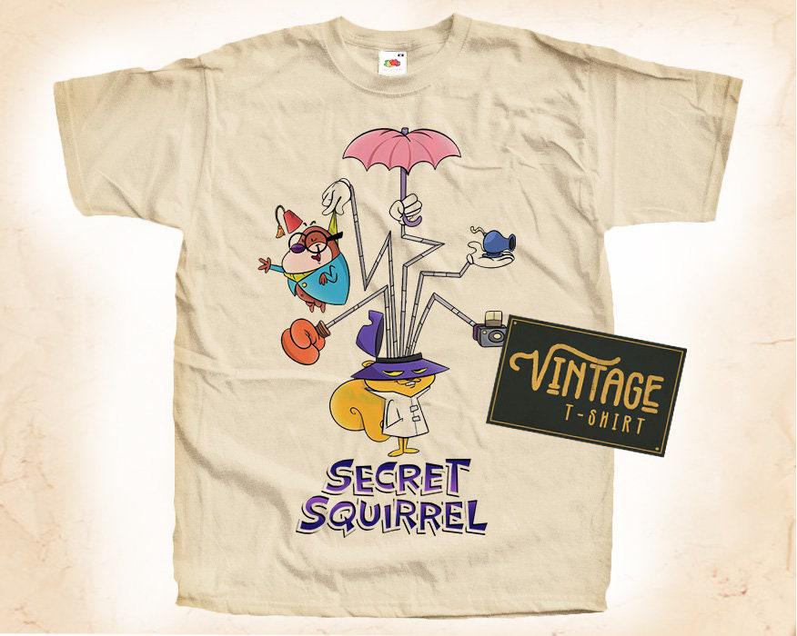 Secret Squirrel V1 T shirt Tee Natural Vintage Cotton Movie Poster Beige All Sizes S M L XL 2X 3X 4X 5X