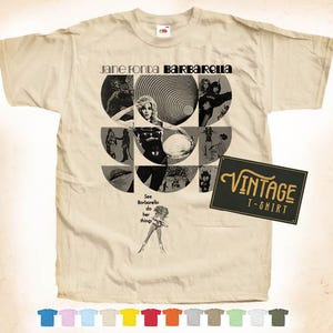 Black Print: BARBARELLA V2 T shirt Tee Natural VINTAGE Cotton Movie Poster Beige 12 colors All Sizes S M L XL 2X 3X 4X 5X
