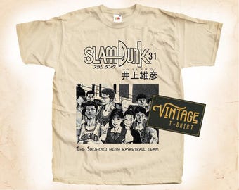 Camiseta Slam Dunk V1, algodón natural, estilo vintage, póster de película, color beige, todas las tallas: S, M, L, XL, 2X, 3X, 4X, 5X