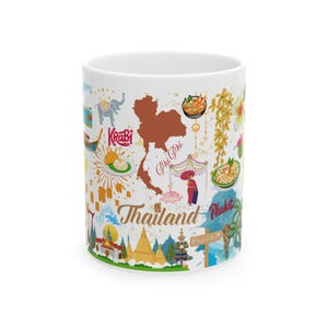 Thailand Travel Ceramic Mug, Perfect for Souvenir Lovers, Unique Gift for Travelers, Vacation Memory Mug, Coffee Cup