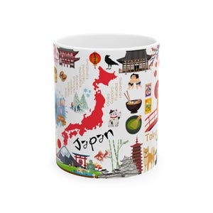 Mug en céramique sur le thème du Japon, mug souvenir japonais, cadeau de voyage, amateur de thé, tasse à café unique, cadeau sur le thème du Japon
