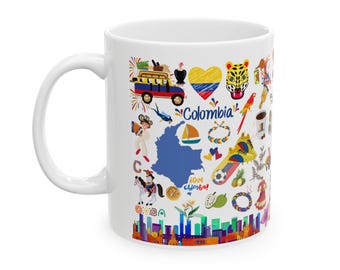 Taza de cerámica con inspiración colombiana: un regalo para celebrar la herencia