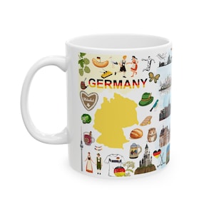 Germany Ceramic Mug - Heritage Tea Mug, Bavaria Souvenir Present, German Flag