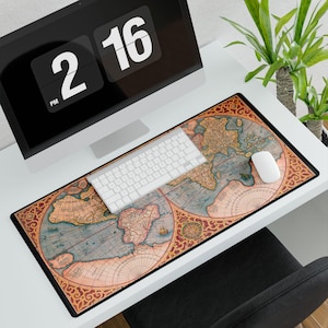 World Vintage Map Schreibtischmatte | 3 Größen, Gaming, Bürodekoration, Arbeitszimmer, Geschenk, Home-Office-Zubehör, Schreibtischmattenschutz