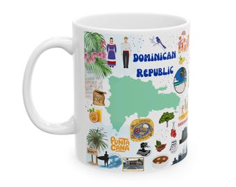Dominican Republic Ceramic Coffee Mug: Colorful Souvenir Drinkware