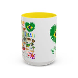 Taza de café de Brasil: Recuerdo de viaje con lugares emblemáticos ilustrados imagen 4