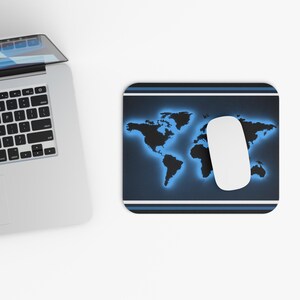 Beleuchtete Weltkarte Maus Pad, Moderne Büro Dekoration, Gamer Geschenk, Einzigartige Schreibtisch Accessoire, Spielmatte