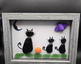 Schwarze Katzen Halloween Schattenbox