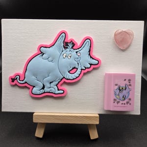 Dr. Seuss Horton hört eine mit Buch 15x10 Miniatur Leinwand mit Staffelei