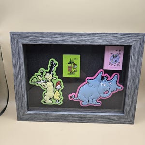 Dr. Seuss green eggs and ham, horton hears a who with miniature books 5 x 7 shadow box