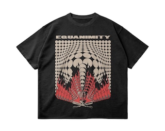 Equanimity Vintage Oversized T-Shirt – Meditating Skeleton in Flames