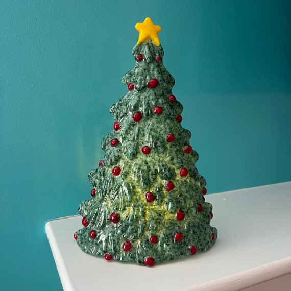 Fused Glass Christmas Tree Candle Screen Tealight Holiday Etsy