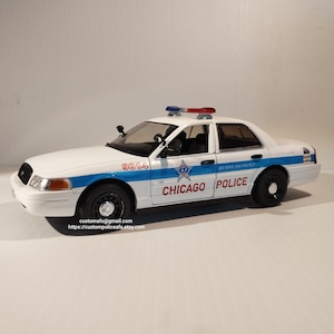 Chicago Police Model Car 2008 Ford Crown Diecast Model Car 1:24 Scale / Custom Police Car AFS / Custom Art Foam Stamps