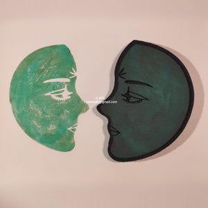 Half-moon Face Foam Stamps Set of 2 - Custom Wholesale Art Foam Stamps AFS
