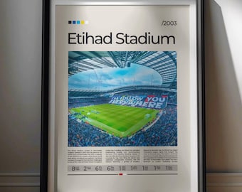 Man City Stadium Art Print: Manchester Fan Gift