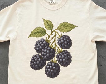 Vintage Blackberry Botanical Comfort Colors Shirt, Cottagecore Tee
