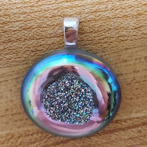 Rainbow titanium druzy pendant