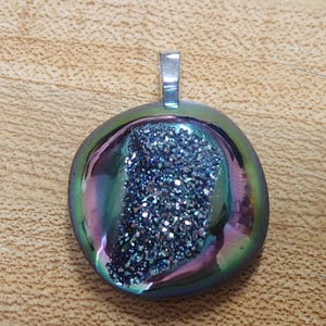 Rainbow titanium druzy pendant