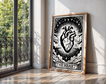 Carta de tarot mate vertical con ilustración de corazón, elegante presentación para lecturas de tarot, regalo encantador para amigos