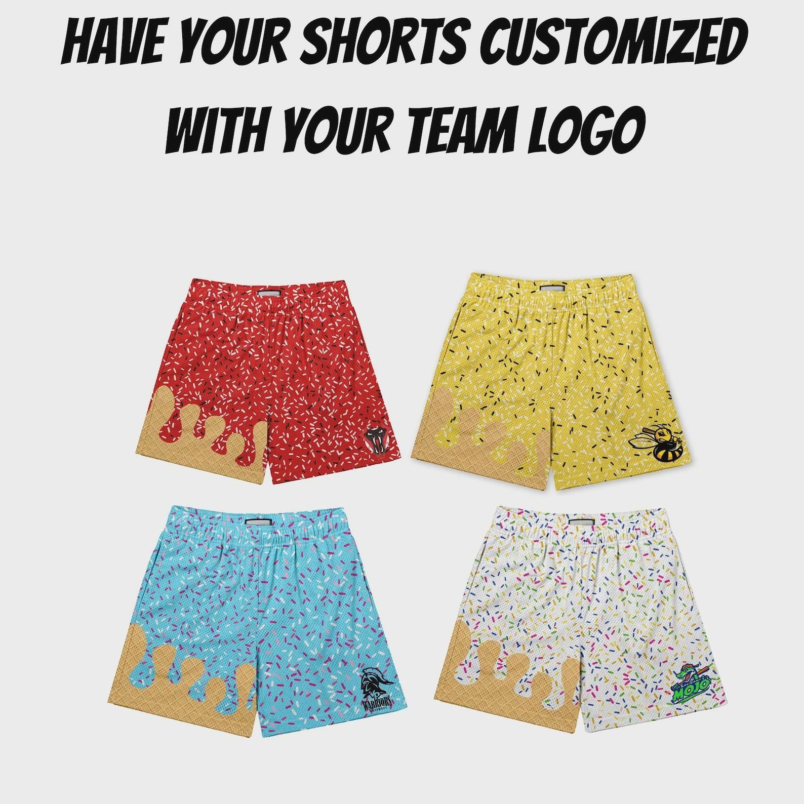 Custom Baseball Ice Cream Drip Shorts – Boy Baseball Gifts, Personalized Jersey Shorts, Youth Sports Apparel, Team Gift for Baseball Players