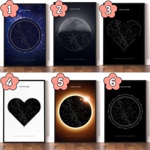 Impression personnalisée de carte des étoiles du moment le plus heureux | Carte personnalisée du ciel nocturne | Cadeau d'anniversaire de mariage | Carte du monde personnalisée | Cadeau pour un rendez-vous spécial