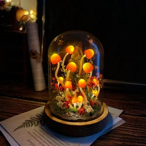 Enchanted Mushroom Forest Lamp – Handmade Glowing Night Light for Bedroom, Kids Room, Living Room, Whimsical Magical Home Decor Gift