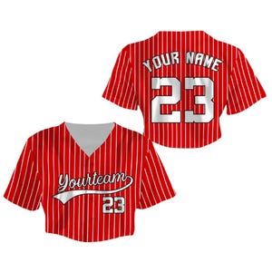 Custom Crop Jersey Shirt, Personalized Name Number Baseball Top, Cute Summer Casual Blouse, Game Day Outfit for Girls, Fans Gift Idea