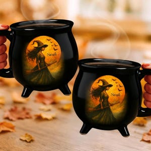 Personalized Witch Cauldron Mug - Halloween Birthday Gifts - Witching You a Wicked Brew, Cauldron Coffee Mug - Halloween Witches Coffee Cup