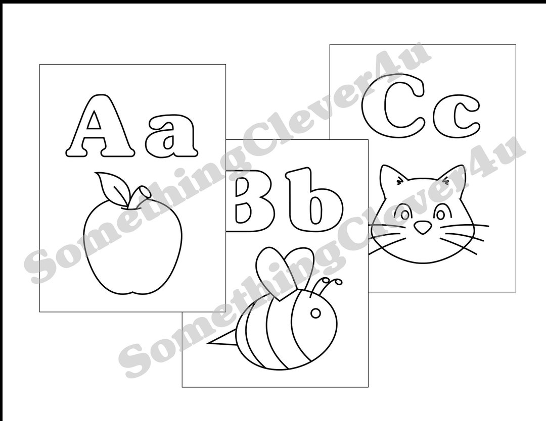 Printable PDF Alphabet & Number Cards Hand Drawn, Illustrated Coloring