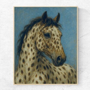 Retrato de caballo Appaloosa – Impresión artística de caballo moteado – Póster ecuestre premium en papel mate, descarga digital. Regalo único para el Día del Padre.