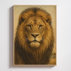 Majestic Lion Portrait – Digital Art with Oil Painting Look  – African Wildlife Wall Decor - Lion King - Gift for Him