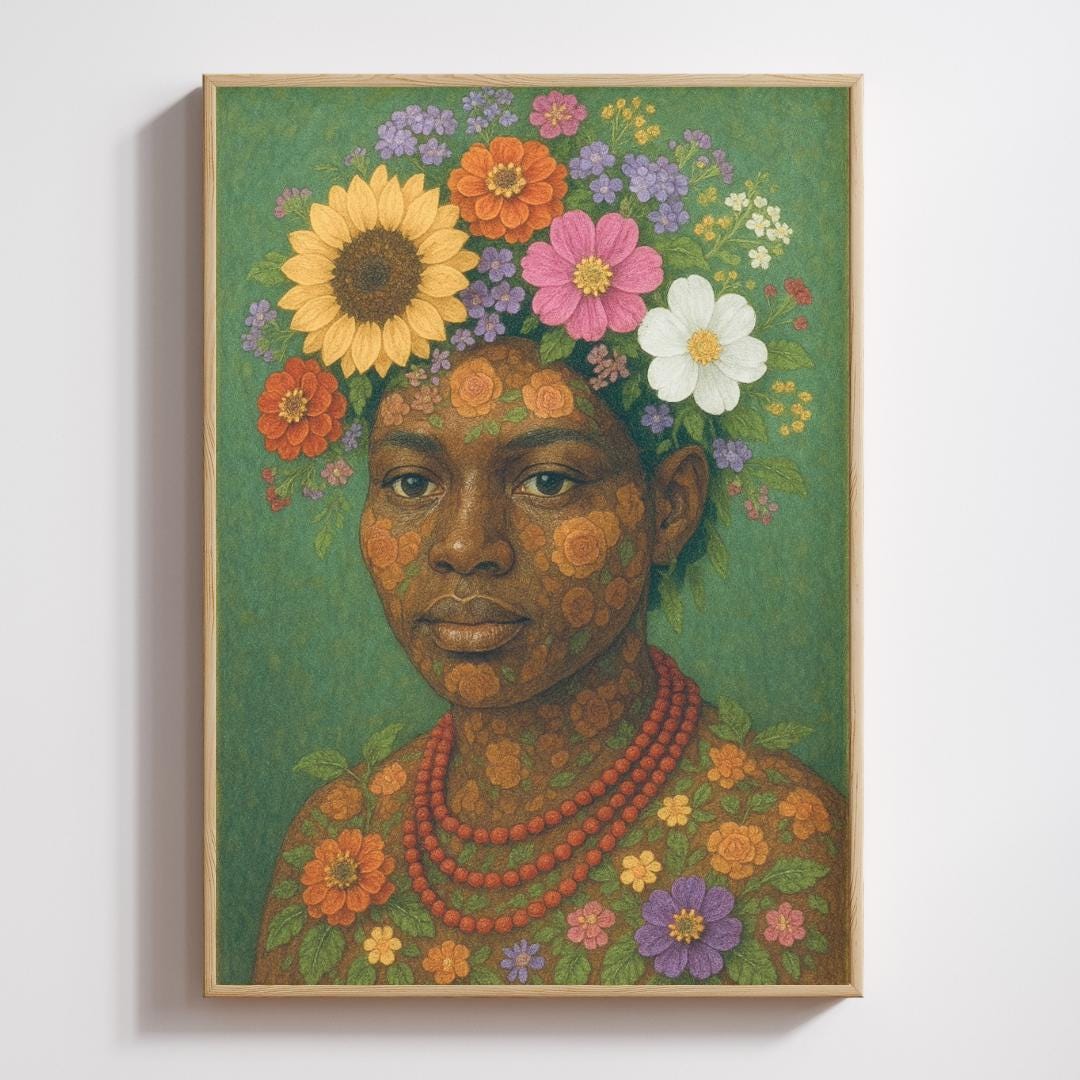 Floral Woman Portrait Art Print, Botanical Wall Decor - Etsy