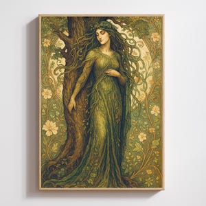 Art Nouveau Earth Goddess Print: Dryad Forest Spirit (Digital Download)