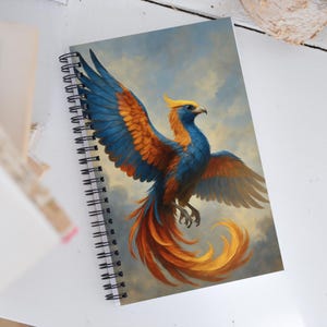 Phoenix Spiral Notebook – Dotted Journal | Mythical Firebird Art | Fantasy Gift for Writers & Dreamers, Back to School Essentials