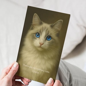 Blauäugige Perserkatze Grußkarte: Fine Art Katzenliebhaber Geschenk Schreibwaren
