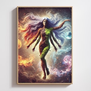 Flame of the Earth – Elemental Mother Goddess | Fiery Digital Wall Art Download